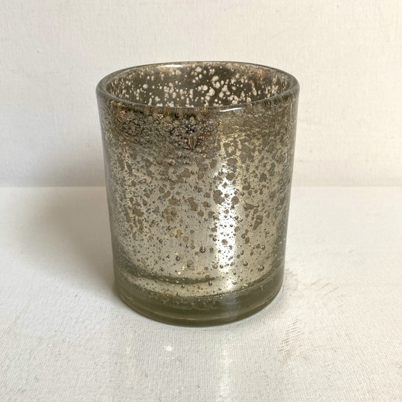 Crate & Barrel Bubbled Silver Glass Votive Candle Holders Set of 2 - Picture 4 of 16